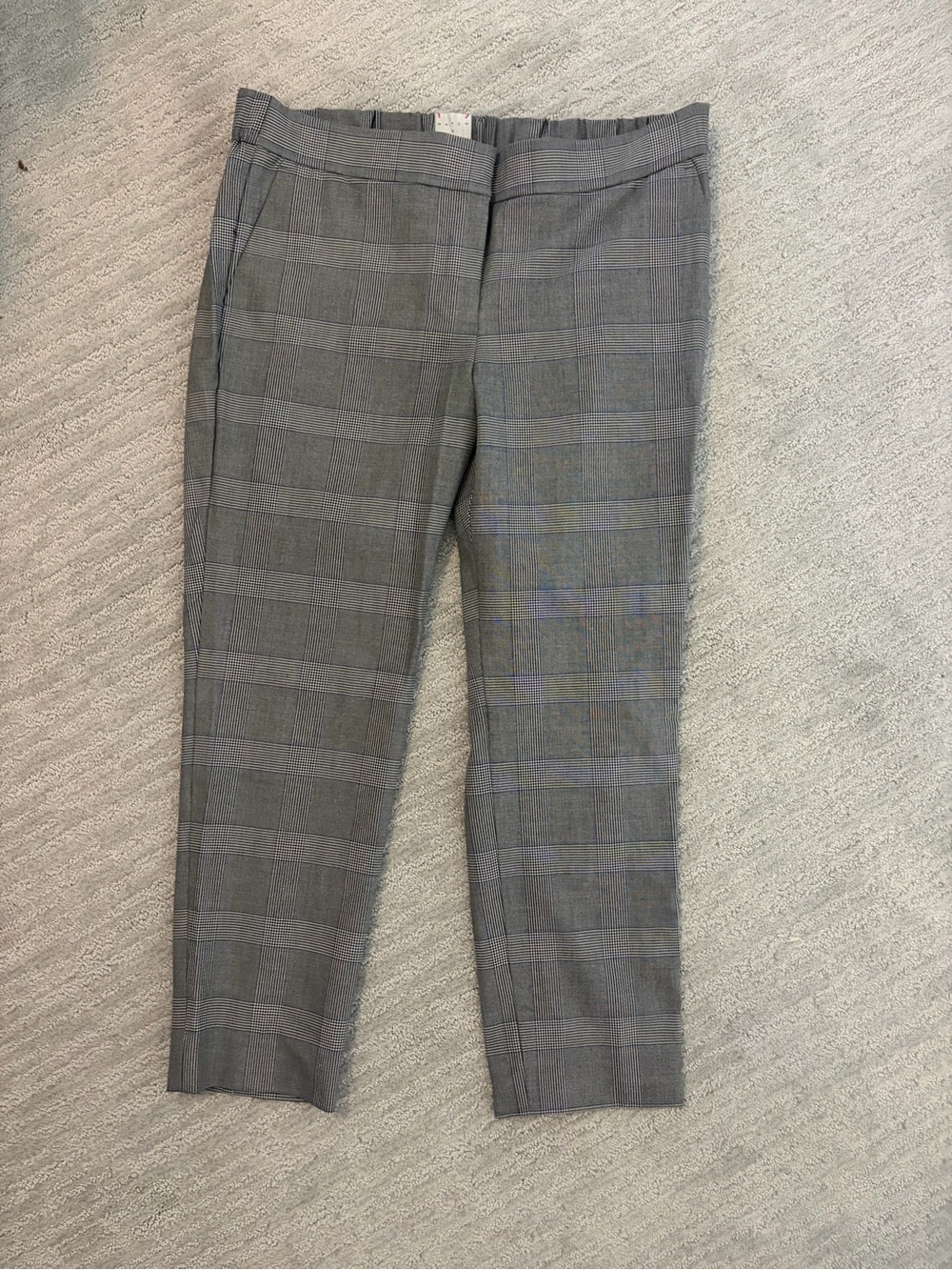 Hatch x J. Crew Maternity Gray Plaid Women's Trousers with blue accent
